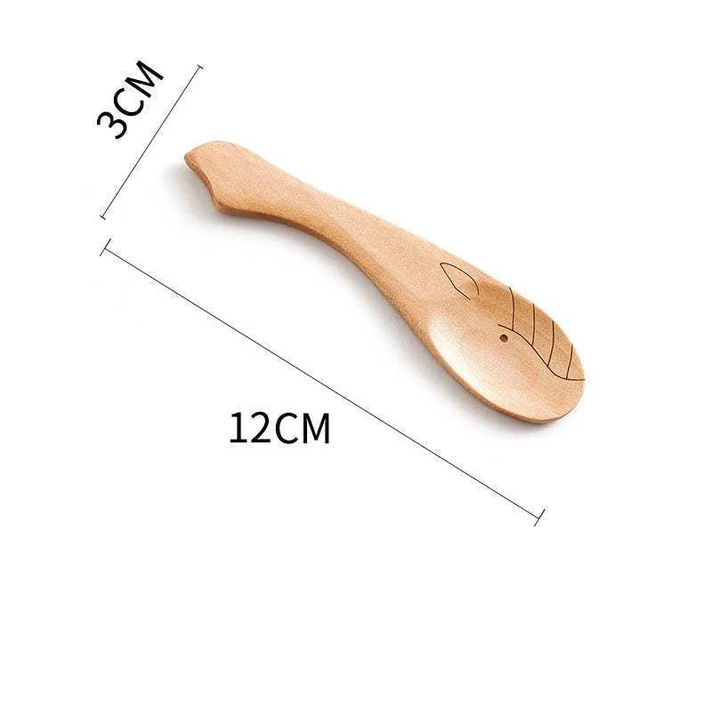 Cute Cartoon Children Wooden Spoon Coffee Tea Soup Stirring Spoons Dessert Honey Cutlery Baby Kids Kitchen Tools Tableware