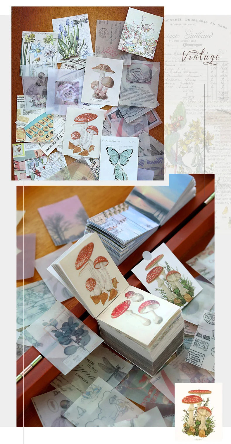 400Sheets Natural Scenery Art Paintings Stationery Stickers MemoPad Retro Sulfuric Acid Decorative Base Paper Book Scrapbooking