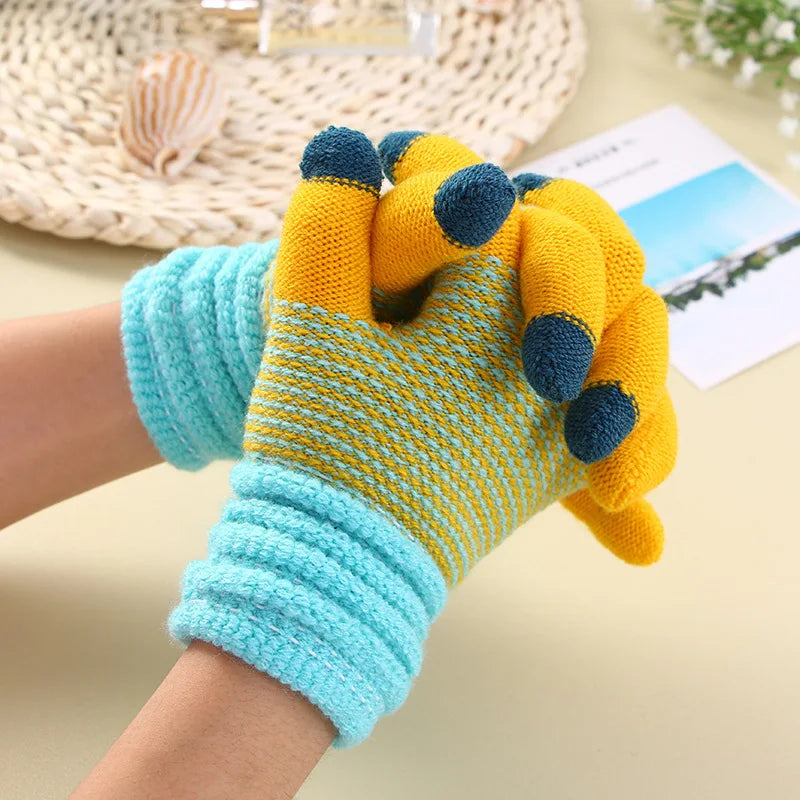 Women's Cashmere Knitted Winter Gloves Cashmere Knitted Women Autumn Winter Warm Thick Gloves Touch Screen Skiing Gloves