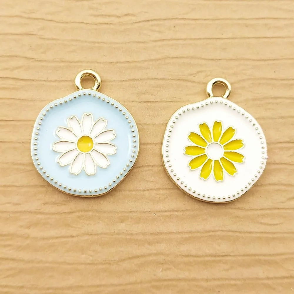 10pcs Enamel Flower Charm for Jewelry Making Necklace Pendant Bracelet Earring Diy Accessories Crafts Supplies