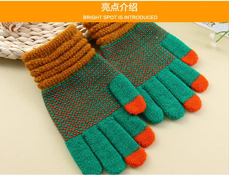 Women's Cashmere Knitted Winter Gloves Cashmere Knitted Women Autumn Winter Warm Thick Gloves Touch Screen Skiing Gloves