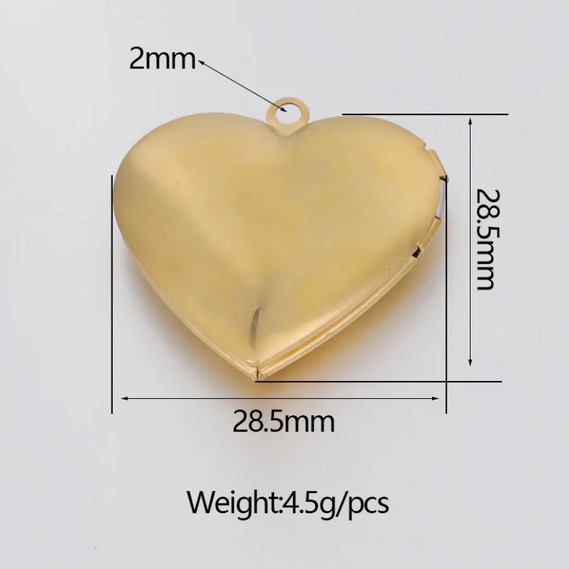 2Pcs/Lot Mirror Polish Stainless Steel Love Heart Photo Frame 28.5*28.5mm DIY Memory Locket Pendant Necklace