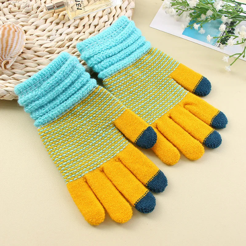 Women's Cashmere Knitted Winter Gloves Cashmere Knitted Women Autumn Winter Warm Thick Gloves Touch Screen Skiing Gloves