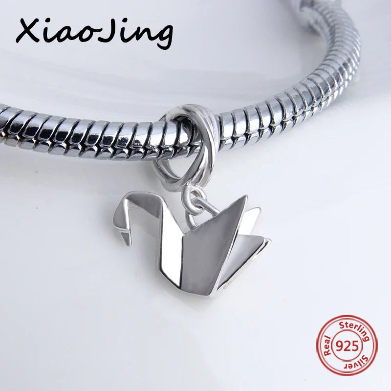 925 Sterling Silver Charms Diy Beads Crafts Origami Rabbit Horse Boat Fit Original European Charm Bracelet Jewelry Accessories Valentines