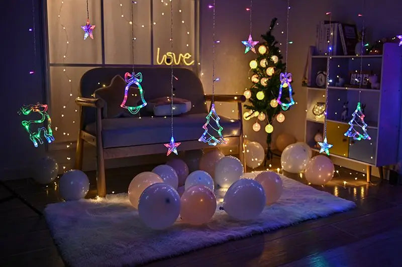 Christmas Decor String Garland Curtain Light LED For Wedding Home Christmas Tree Ornament 2024 Navidad Xmas Gift 2025 New Year