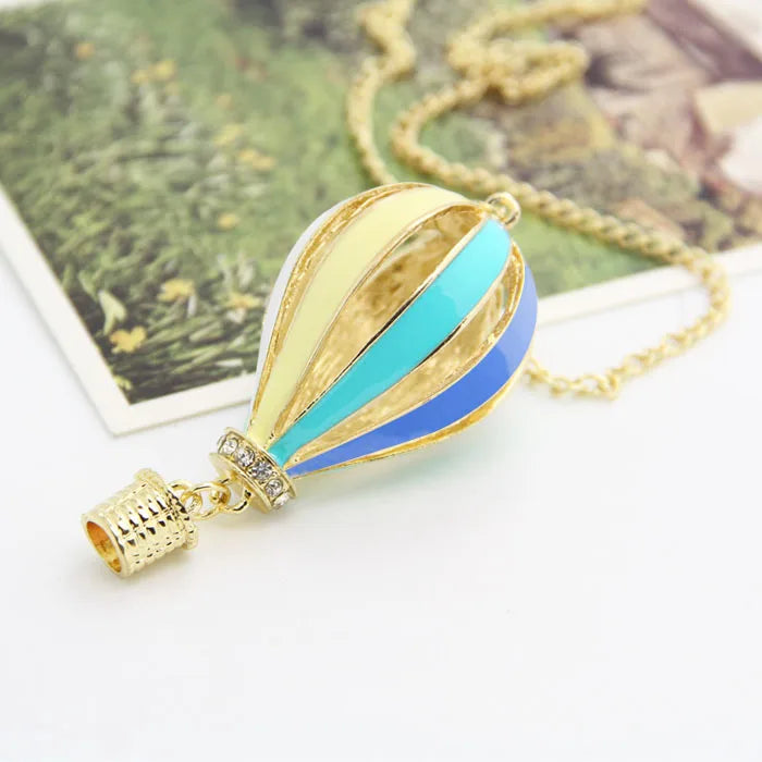 2021 New Special Offer Metal Creative Accessories Fashion Colorful Jewelry Aureate Drip Hot Air Balloon Pendant Long Necklace