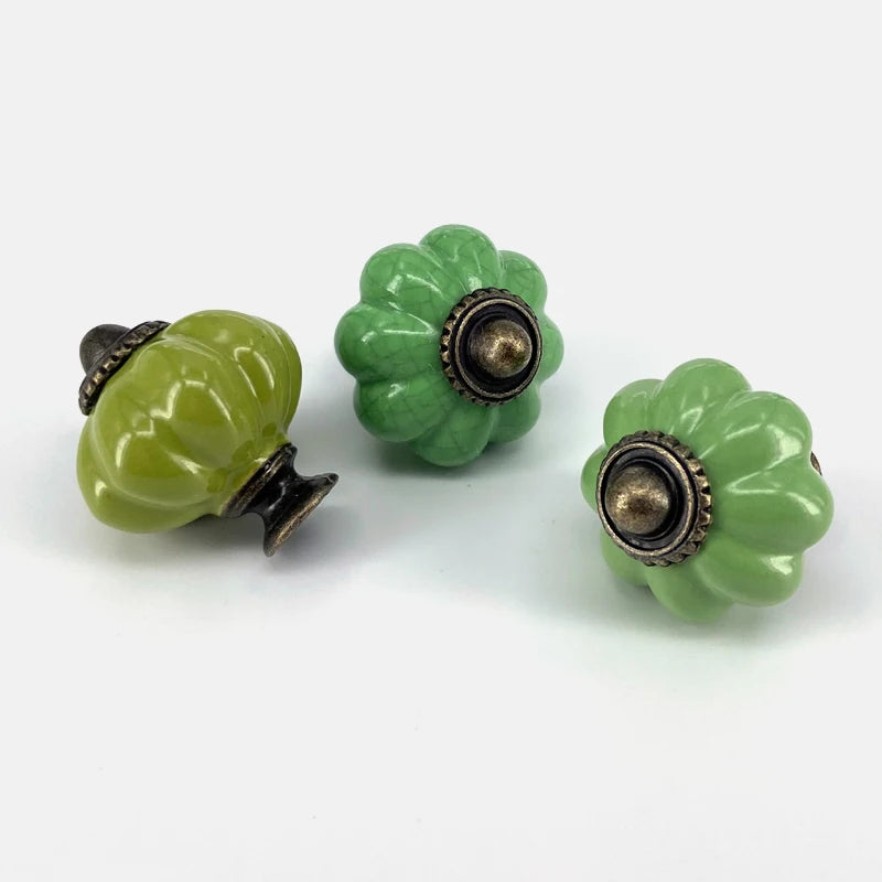 1x Green color series Ceramic Knobs  Dresser Drawer Cabinet Handle Pulls / CuteKitchen Cupboard Knob Furniture Hardware