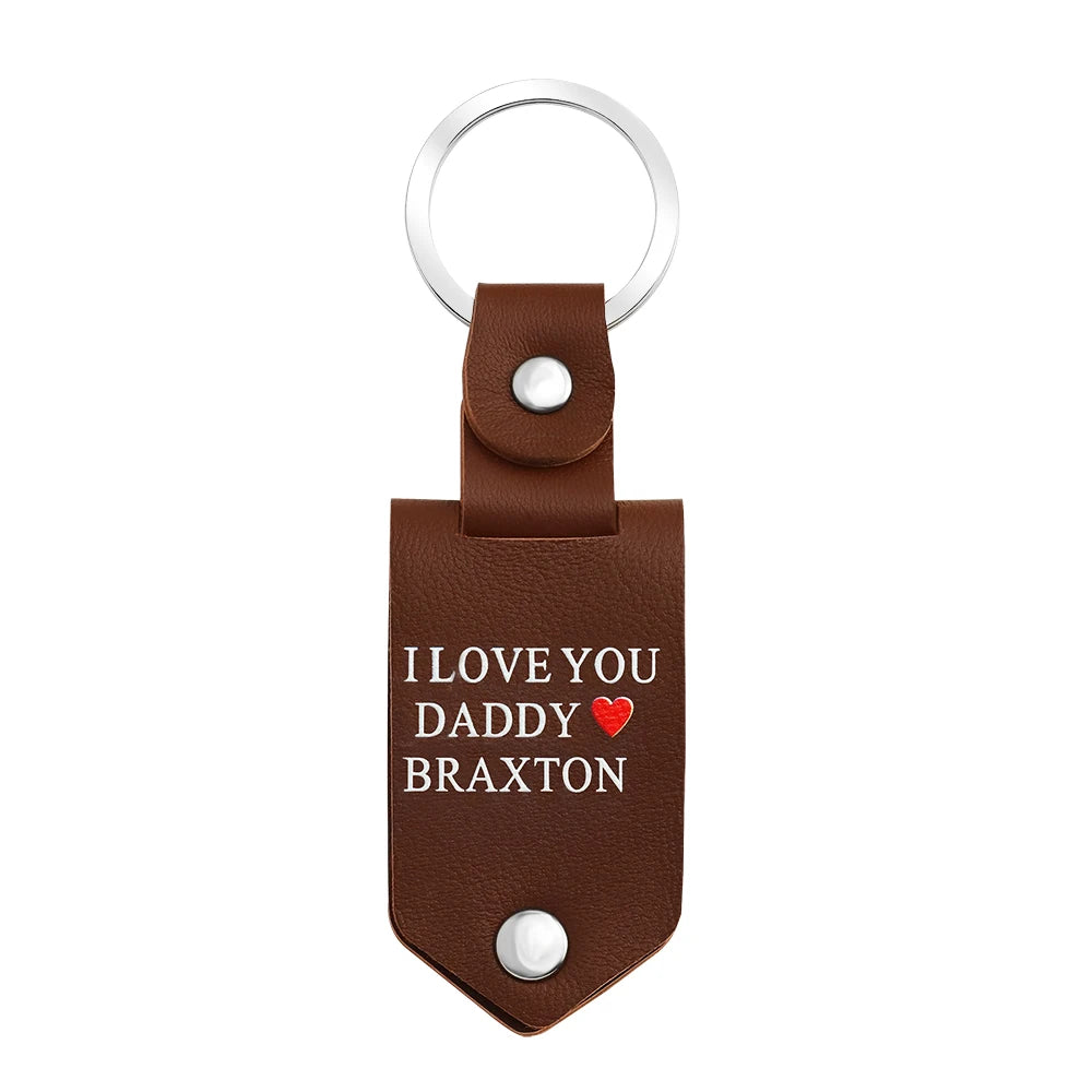 MYLONGINGCHARM Custom Photo Keychain personalized Jewelry souvenir gift Car Key Ring  leather key chain for Mom Dad Men Women Valentines Gift