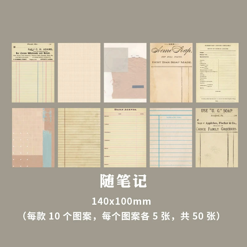 50sheets Memo Pads Material Paper Time Shop Fresh diary Scrapbooking Cards Junk Journal Background Decoration Paper Notepad