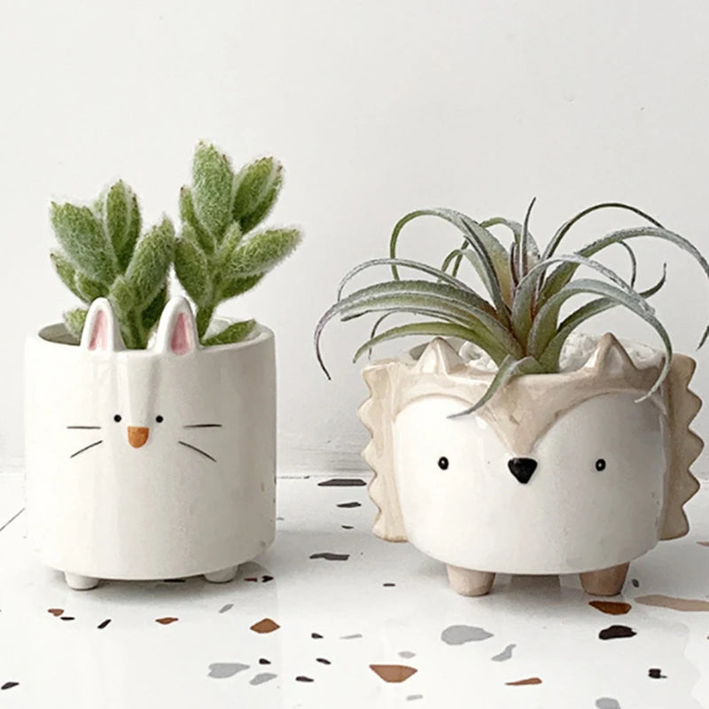 Ceramic Flower Pot Cartoon Animal Plant Macetas Balcony Decorations Vaso Suculenta Planter Vertical Garden Pots Cute Flowerpot