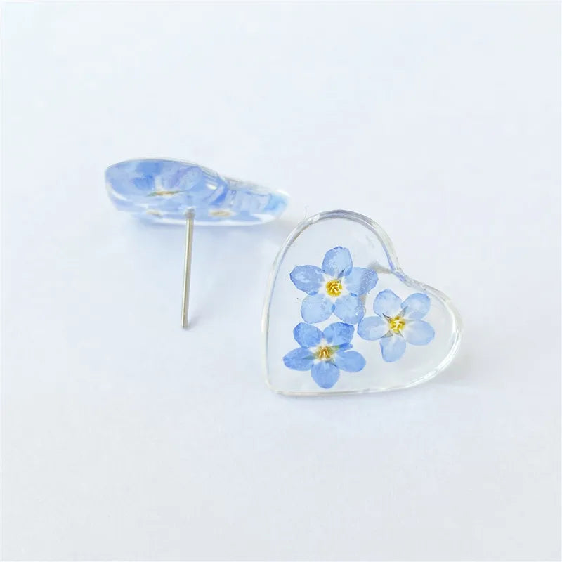 Unique Dried Flower Earrings Women Fashion Colorful Real Floral Earrings Creative Resin Epoxy Immortal Flower Earrings Jewelry