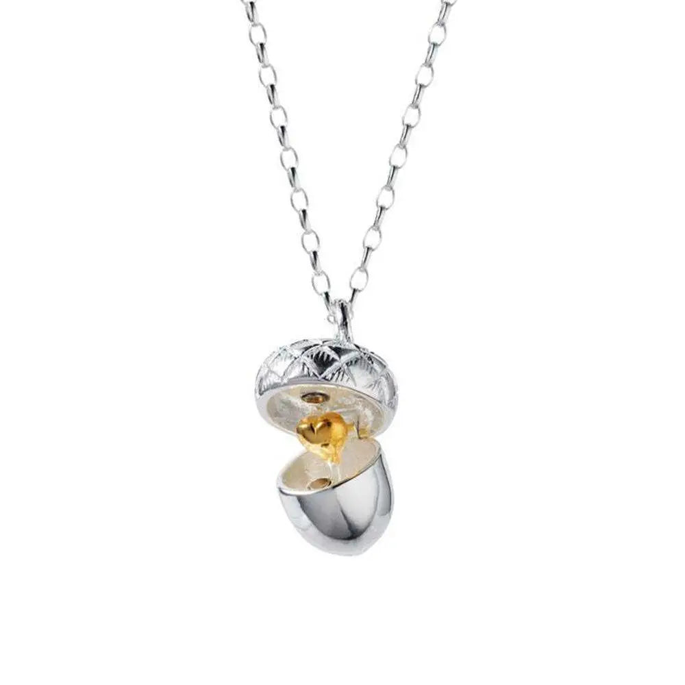 1 Pc Acorn Pendant Necklace Can Open Pinecone Cone Box Heart Shape Pendant For Women Fashion Jewelry