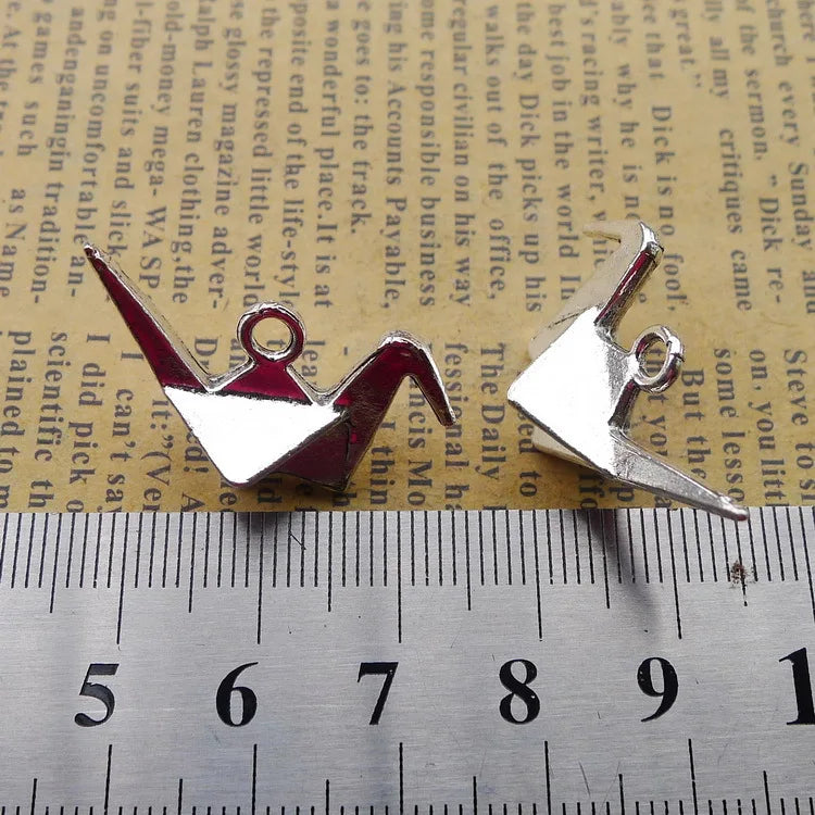 6pcs/Lot 16x28mm Antique Silver Color Paper Crane Charms Pendant For Jewelry Making DIY Jewelry Findings