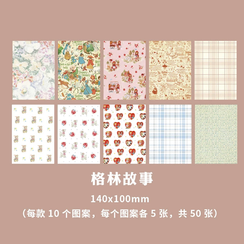 50sheets Memo Pads Material Paper Time Shop Fresh diary Scrapbooking Cards Junk Journal Background Decoration Paper Notepad