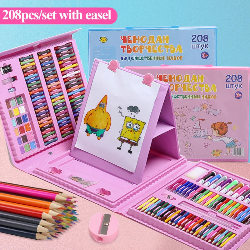 Art Painting Set 145/150/168/208 PCS Water Color Pen Crayon Oil Pastel Colored Pencil Drawing Stationery Gift Kit For Children