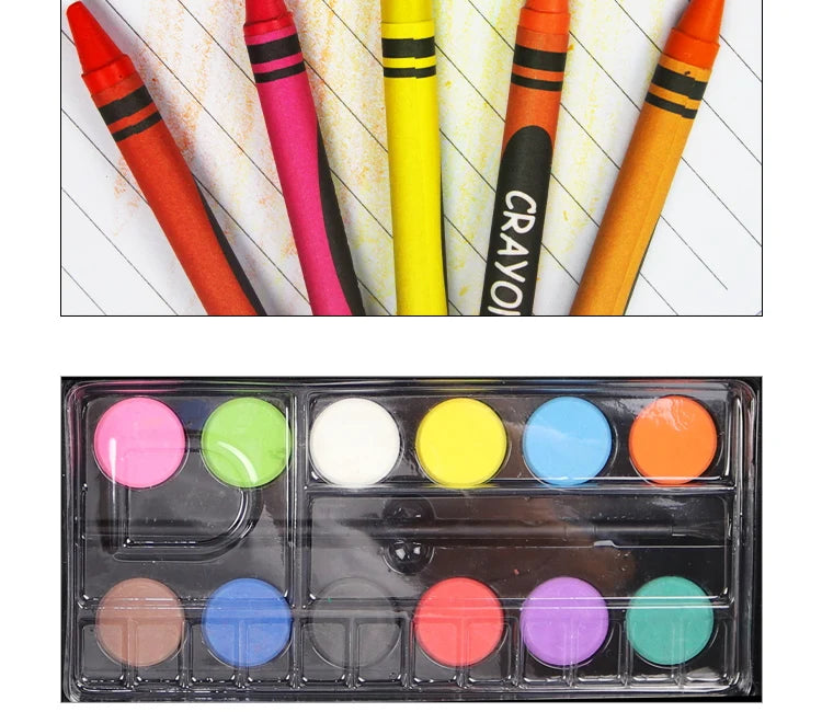 Art Painting Set 145/150/168/208 PCS Water Color Pen Crayon Oil Pastel Colored Pencil Drawing Stationery Gift Kit For Children