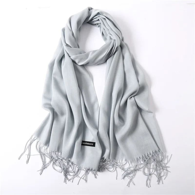 Autumn Winter Women Cashmere Scarf Luxury Brand Female Warm Shawls Wraps 2021 Pashmina Solid Men Long Tassels Scarves Foulard