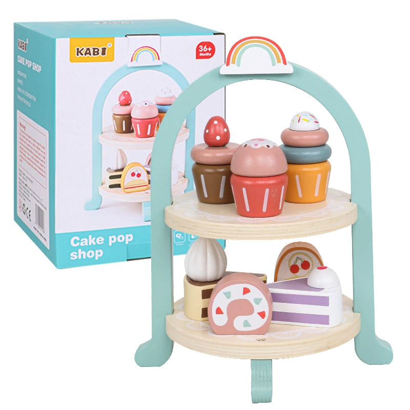 Royal Afternoon Tea Set Pretend Play Wooden Toys Kitchen Cake Role Play Parent-child Learning Educational Toys For Children Gift