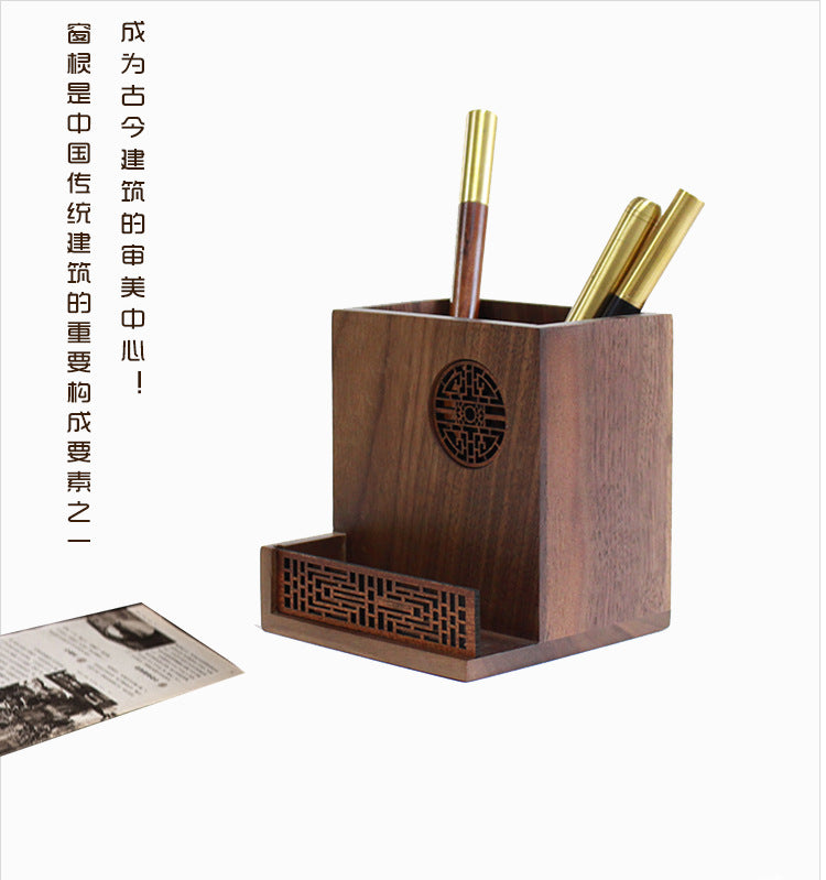 2022 Desktop Finishing Box Wooden Office Stationery Storage Box Pen Holder Creative Combination Multi-function Pen Holder