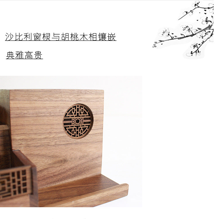 2022 Desktop Finishing Box Wooden Office Stationery Storage Box Pen Holder Creative Combination Multi-function Pen Holder