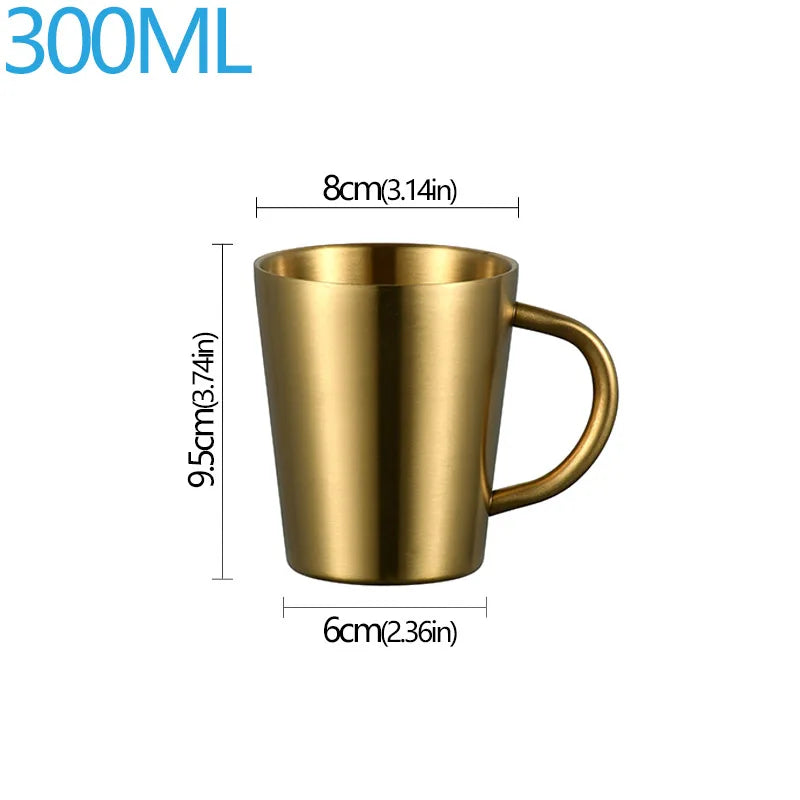 300ml 304 Stainless Steel Double Layer Mugs Portable Creative Water Cup Heat Insulation Cup Drinkware Household Kitchen Supplies