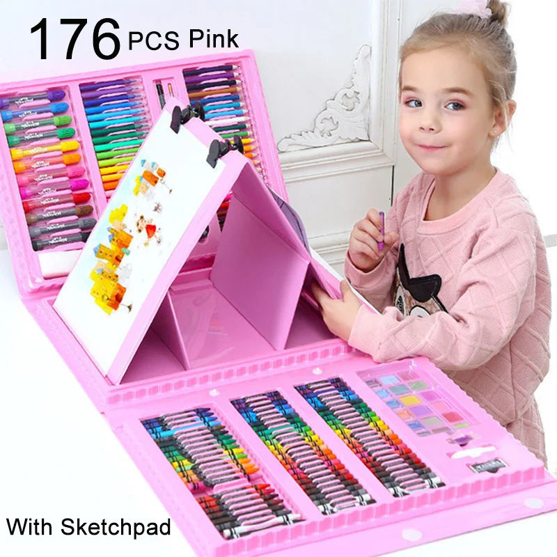 150-208 Pcs Art Set Watercolor Markers Crayons Water Pen Drawing Set Artist Painting Tools For Boys Girls Birthday Gifts