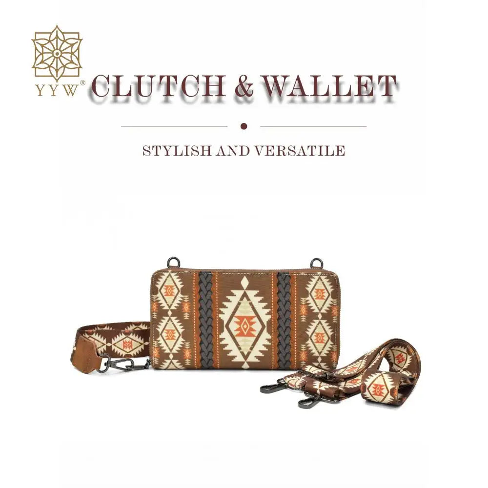 Cowgirls Wallet Purse Casual Women Western Aztec Clutch Wristlet Wallet with Credit Card Holder Envelope Bags Shoulder Handbag