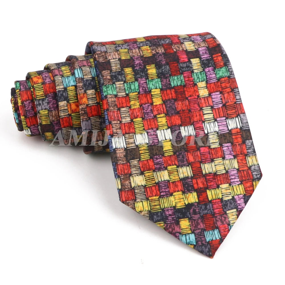 Vintage Imitation Silk Ties Men's Fashion 8cm Graffiti Painting Floral Necktie For Men Wedding Business Soft Printing Tie Wed Gi