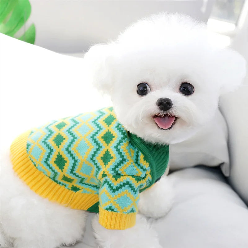 Luxury Dog Clothes for Small Dogs Winter Warm Dog Sweater Chihuahua French Bulldog Clothing Pet Items Knitted Cardigan Sweater