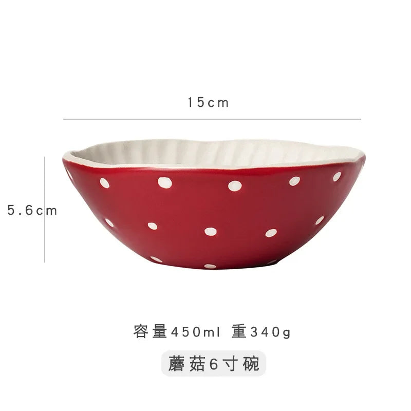 Cute Creative Plate Ceramic Mushroom Shape Restaurant Homehold Vegetable Fruit Cake Bread Dessert Plates Kitchen Supplies