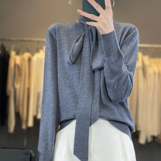 New round neck pullover sweater cashmere sweater women's autumn and winter knitted top long sleeved women's sweater