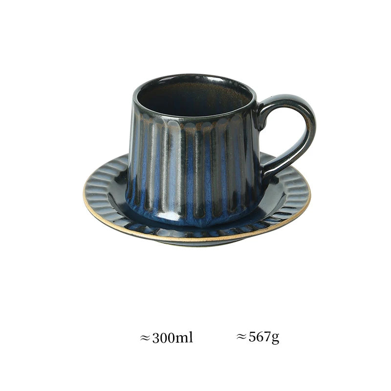 Ceramic Coffee Cup Set European American Roman Ear Hanging Flower Cups Restaurant Office Commercial Mugs Cup Plate Wholesale