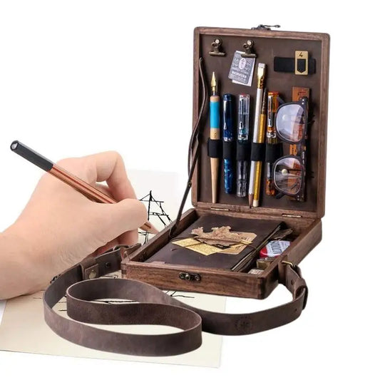 Retro Nostalgic Writers Wood Box Bags Wood Messenger Bags Postman Outdoor Briefcase Art Supplies Box Home Decor Storage Box