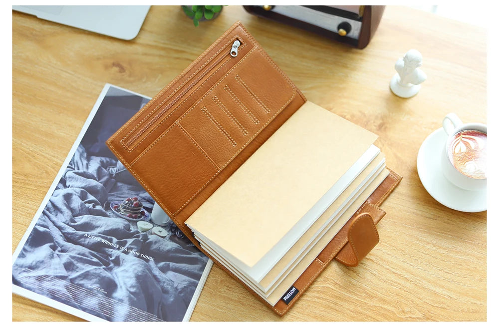 Moterm Travel Notebook Journal Companion Standard Planner Vegetable Tanned Leather Genuine Cowhide Organizer Diary