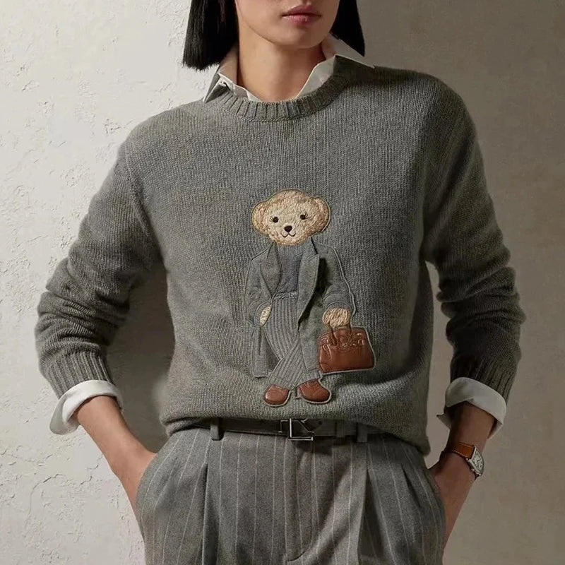 Patch Bear Cashmere Sweater Relaxed Fit Women Knit Pullover Autumn Winte Women Knitted RL Tops Lauren's Knitwear Coat Clothes