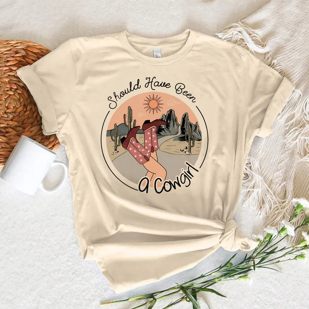 Cowgirl t-shirts women summer t shirt girl 2000s streetwear manga clothing