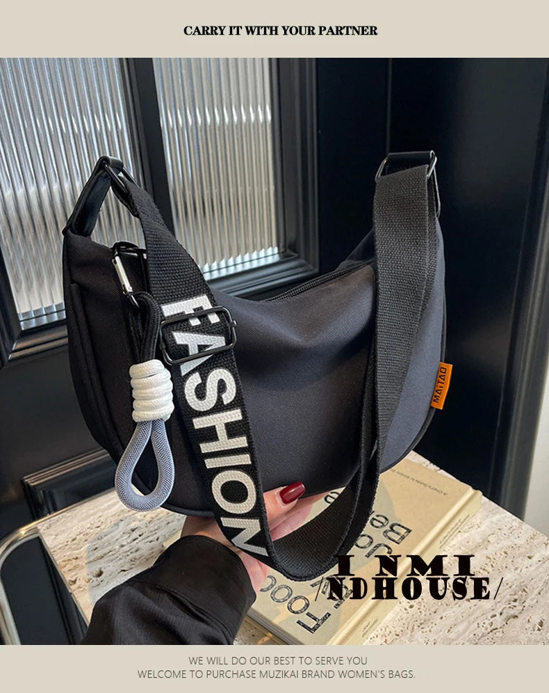 Nylon Hobos Crossbody Bags Solid Casual Zipper Women's Bags 2024 Fashion High Capacity Solid Color Single Shoulder Totes Bag