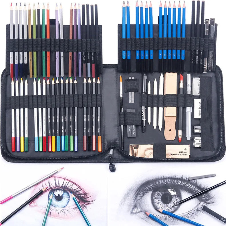 Sketching Pencil Set 70/83pcs Professional Drawing Kit Ideal for Drawing Blending Shading Artist Supplies for Kids Teens Adults