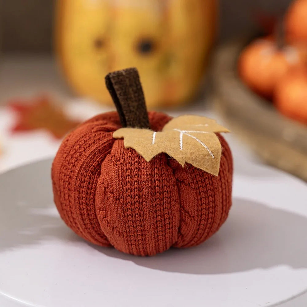 Faux Fall Decorative Crochet Pumpkins for Rustic Farmhouse Thanksgiving Harvest Halloween Table Centerpiece Mantel Kitchen Decor