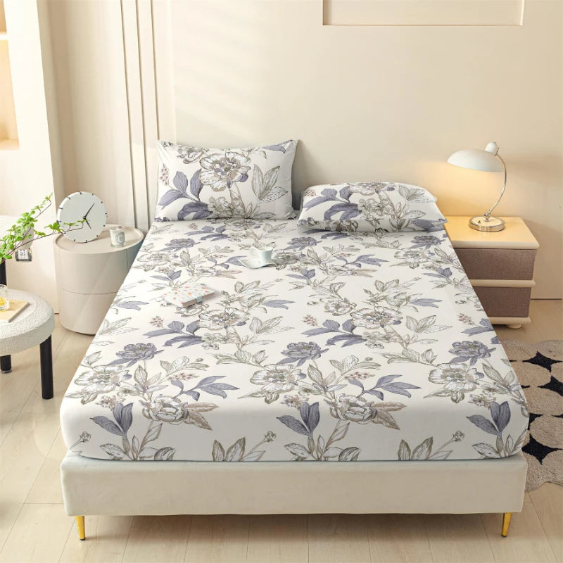 The New Three-piece Fitted Skin-friendly Cotton Printed Bed Cover Mattress Cover with Pillowcase Double Use Bedding 200x220