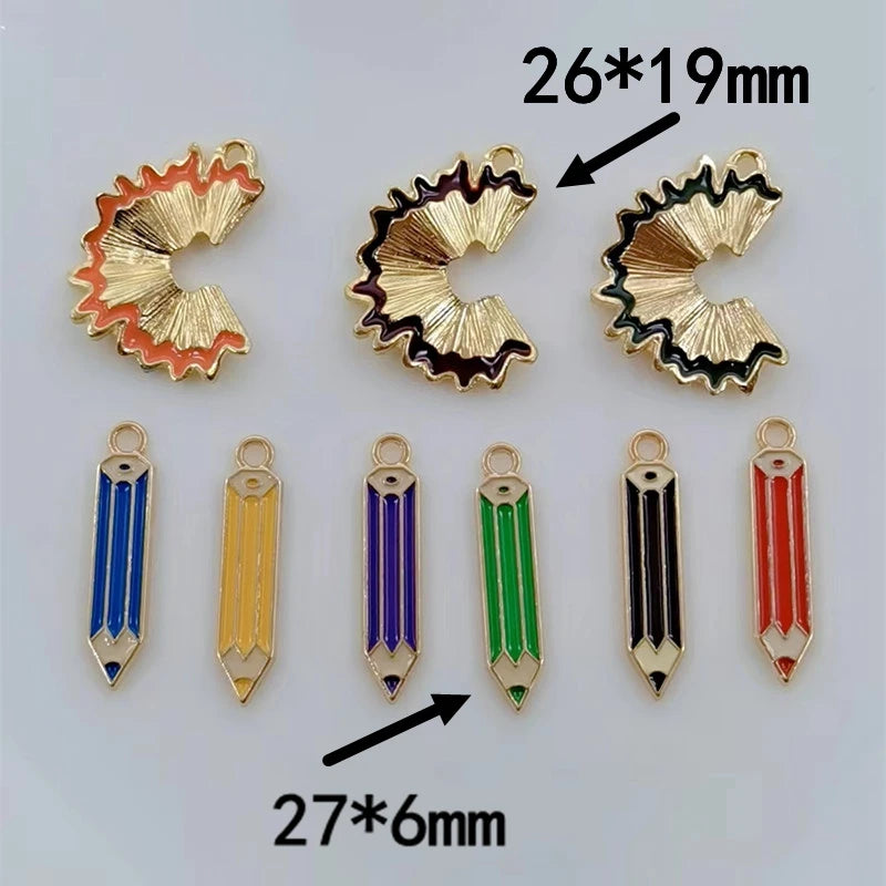 10pcs Enamel Pencil Fragments Charms for Jewelry Making Craft Supplies Necklace Bracelet Charms Earring Pendant Diy Accessories