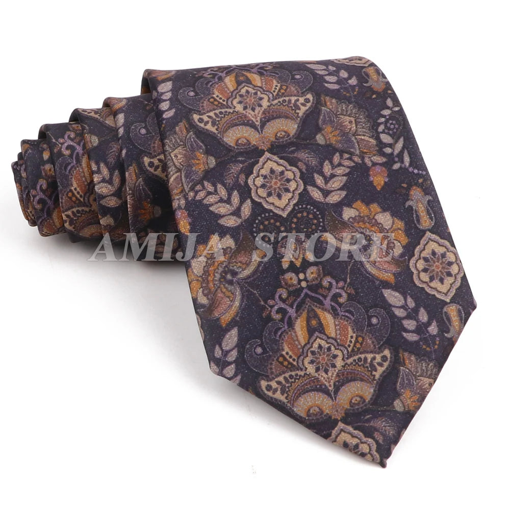 Vintage Imitation Silk Ties Men's Fashion 8cm Graffiti Painting Floral Necktie For Men Wedding Business Soft Printing Tie Wed Gi