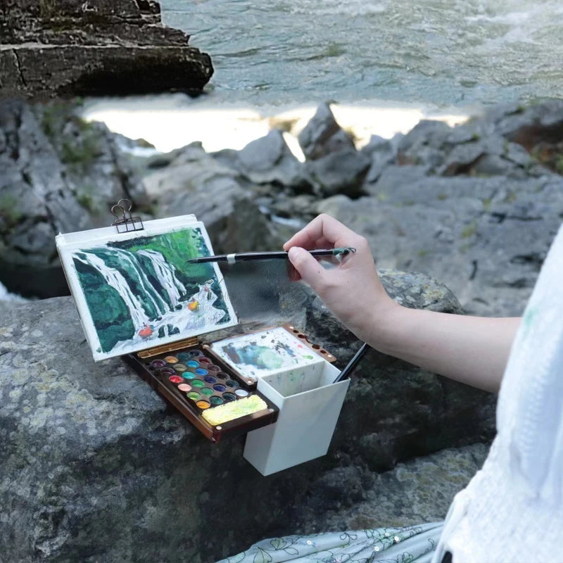 Mini Portable Easel Wooden Tilting Tabletop Drawing Board Palette for Artists Traveling Painting Art Creation Coloring Tools