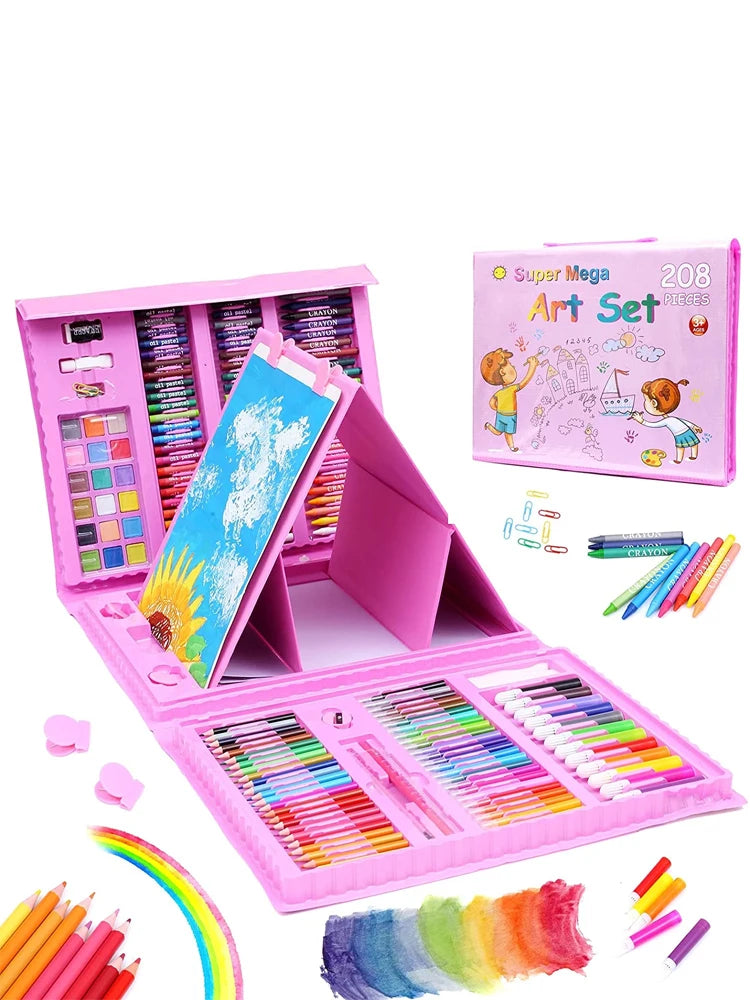 150-208 Pcs Art Set Watercolor Markers Crayons Water Pen Drawing Set Artist Painting Tools For Boys Girls Birthday Gifts