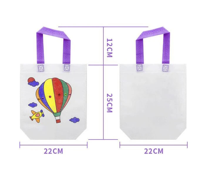 5 Sets DIY Graffiti Bag with Markers Handmade Painting Non-Woven Bag for Children Arts Crafts Color Filling Drawing Toy