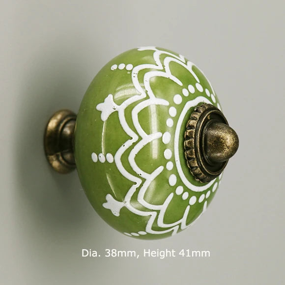 1x Green color series Ceramic Knobs  Dresser Drawer Cabinet Handle Pulls / CuteKitchen Cupboard Knob Furniture Hardware