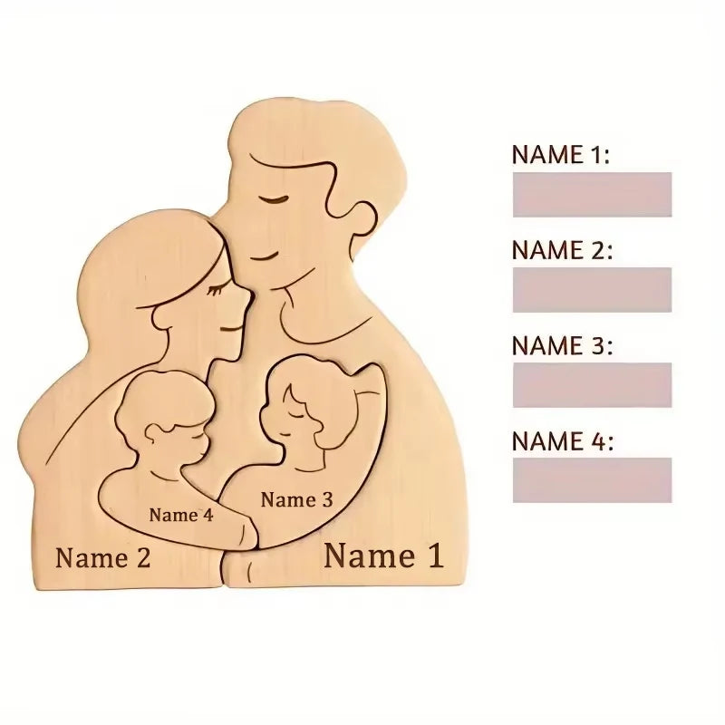 Wooden Family Puzzle Personalized Puzzles 2-5Names Birthday Anniversary Wedding Gifts for Women Men Customized Home Decor Valentines Gift