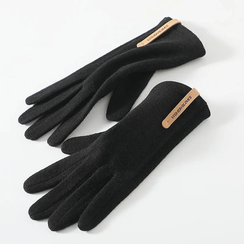 Women Autumn Winter Keep Warm Touch Screen Thin Cashmere Gloves Cycling Drive Fashion Elegant Letter Mark Windproof