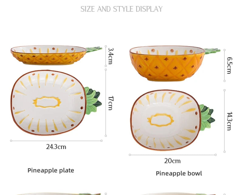 1pcs Creative Fruit Series Hand-painted Ceramic Tableware Cute Red Strawberry Lemon Pineapple Rice Dish Plate Salad Bowl