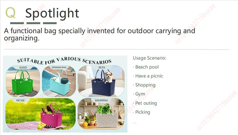 XL Extra Large Bogg Bag EVA Rubber Waterproof Beach Pool Storage Basket Women Travek Shopping Handbag Sac Bogg Jelly Tote Bag